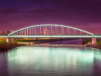 776564545  Night view at famous scenery in Zagreb city, River Sava. / Long exposure.